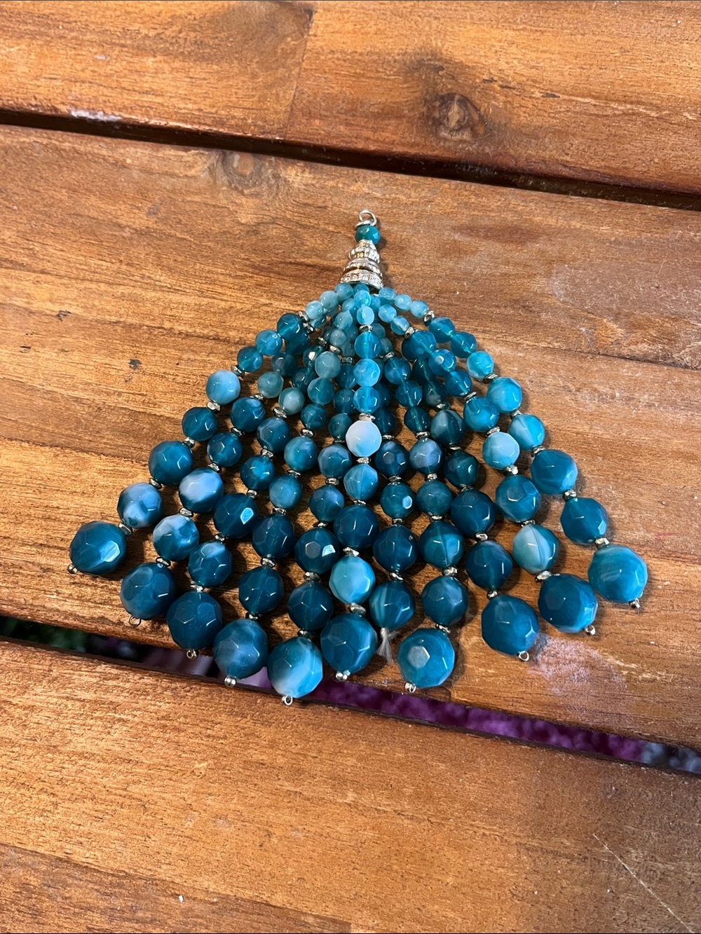 Anthropologie Teal Beaded Cascade Statement Earring